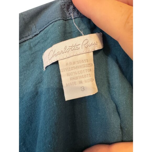 Charlotte Russe Teal Sequin Embellished Cotton Skirt Size 3 - Picture 3 of 3